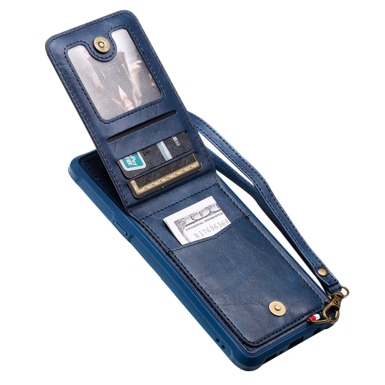 For Galaxy S10 5G Vertical Flip Shockproof Leather Protective Case with Long Rope, Support Card Slots & Bracket & Photo Holder & Wallet Function