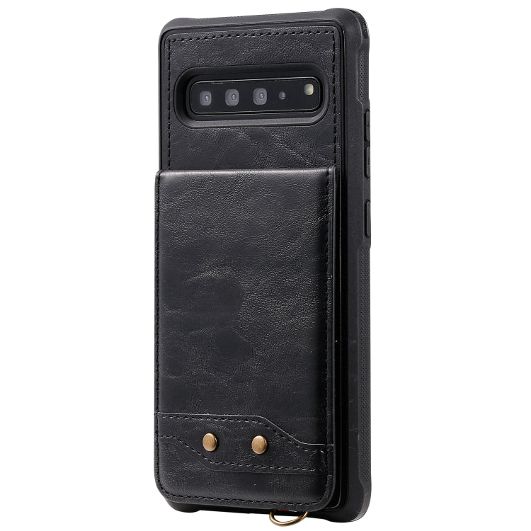 For Galaxy S10 5G Vertical Flip Shockproof Leather Protective Case with Long Rope, Support Card Slots & Bracket & Photo Holder & Wallet Function