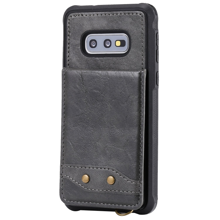 For Galaxy S10e Vertical Flip Shockproof Leather Protective Case with Long Rope, Support Card Slots & Bracket & Photo Holder & Wallet Function