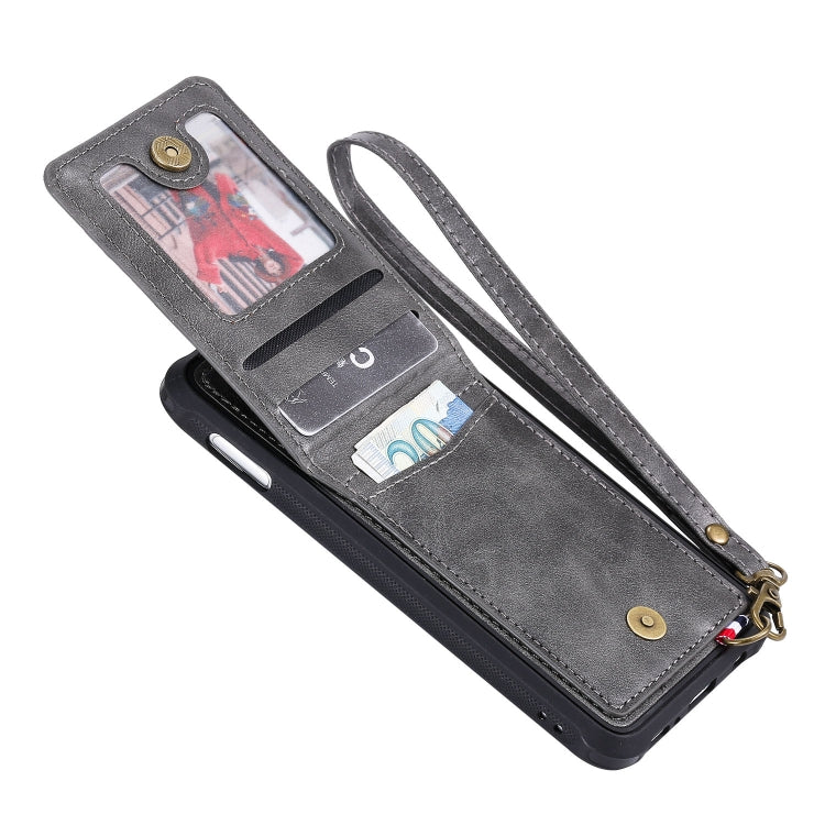 For Galaxy S10e Vertical Flip Shockproof Leather Protective Case with Long Rope, Support Card Slots & Bracket & Photo Holder & Wallet Function