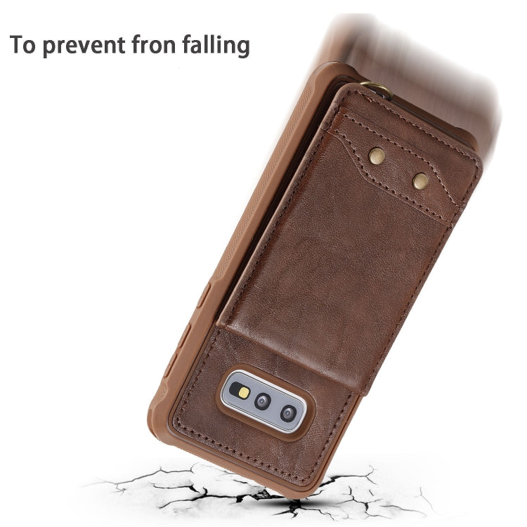 For Galaxy S10e Vertical Flip Shockproof Leather Protective Case with Long Rope, Support Card Slots & Bracket & Photo Holder & Wallet Function