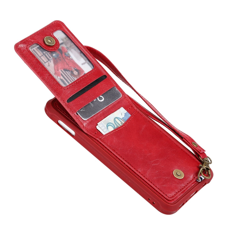 For Galaxy S10e Vertical Flip Shockproof Leather Protective Case with Long Rope, Support Card Slots & Bracket & Photo Holder & Wallet Function