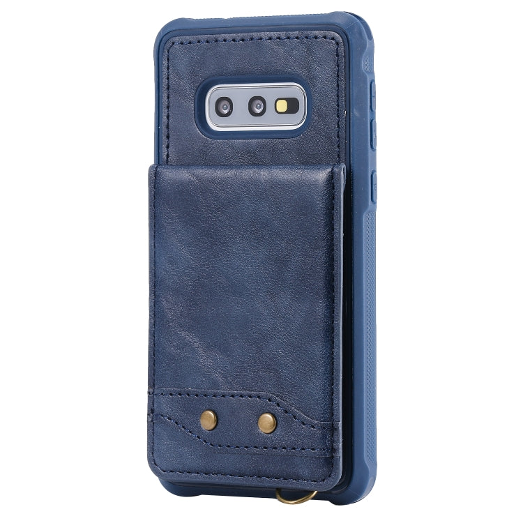For Galaxy S10e Vertical Flip Shockproof Leather Protective Case with Long Rope, Support Card Slots & Bracket & Photo Holder & Wallet Function