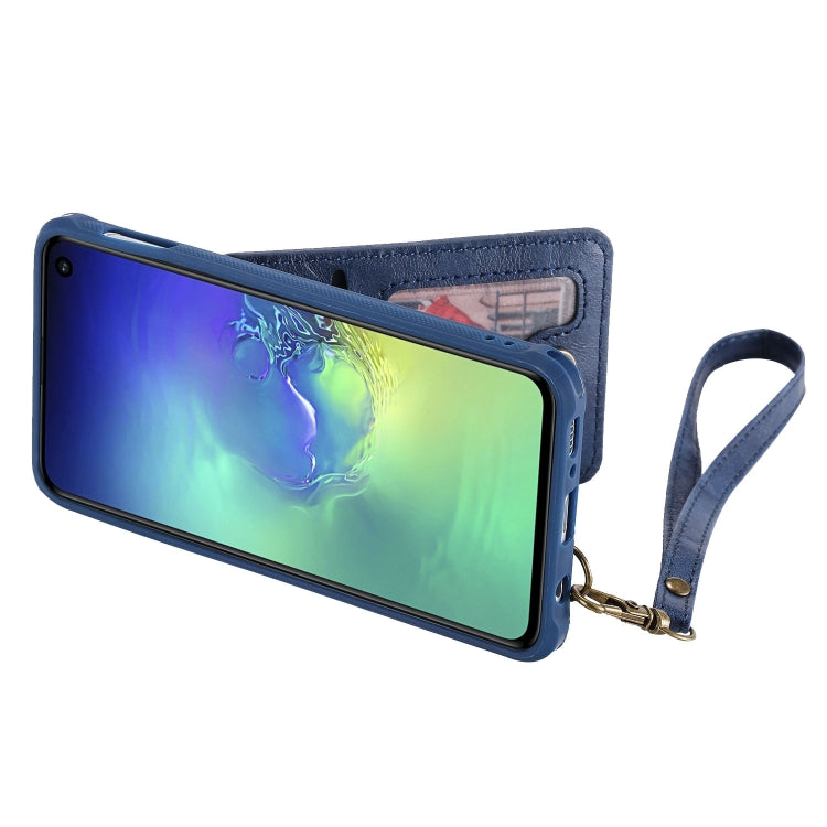 For Galaxy S10e Vertical Flip Shockproof Leather Protective Case with Long Rope, Support Card Slots & Bracket & Photo Holder & Wallet Function