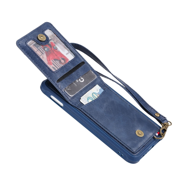 For Galaxy S10e Vertical Flip Shockproof Leather Protective Case with Long Rope, Support Card Slots & Bracket & Photo Holder & Wallet Function