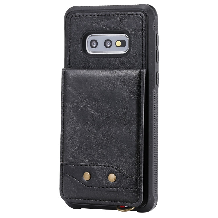 For Galaxy S10e Vertical Flip Shockproof Leather Protective Case with Long Rope, Support Card Slots & Bracket & Photo Holder & Wallet Function