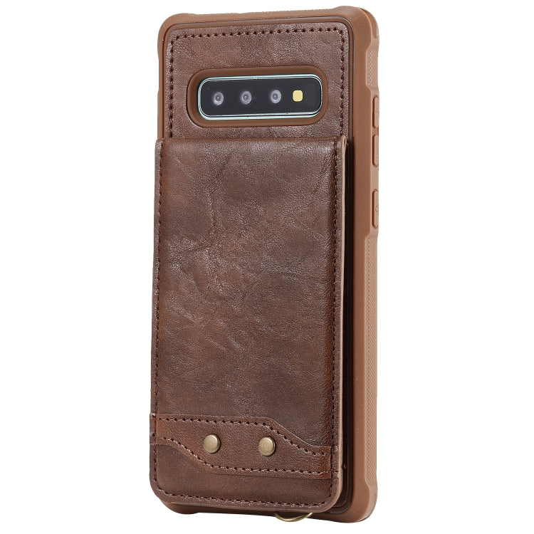For Galaxy S10+ Vertical Flip Shockproof Leather Protective Case with Long Rope, Support Card Slots & Bracket & Photo Holder & Wallet Function