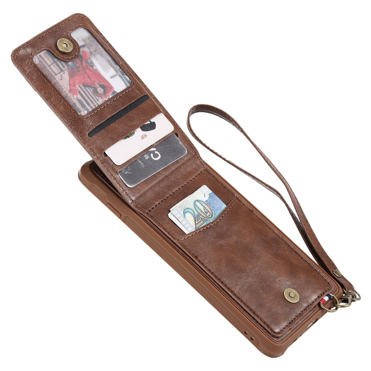 For Galaxy S10+ Vertical Flip Shockproof Leather Protective Case with Long Rope, Support Card Slots & Bracket & Photo Holder & Wallet Function