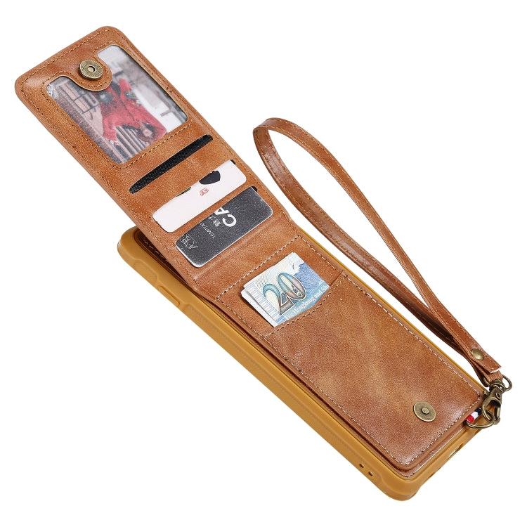 For Galaxy S10+ Vertical Flip Shockproof Leather Protective Case with Long Rope, Support Card Slots & Bracket & Photo Holder & Wallet Function