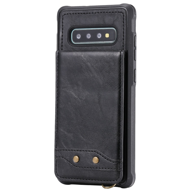 For Galaxy S10+ Vertical Flip Shockproof Leather Protective Case with Long Rope, Support Card Slots & Bracket & Photo Holder & Wallet Function