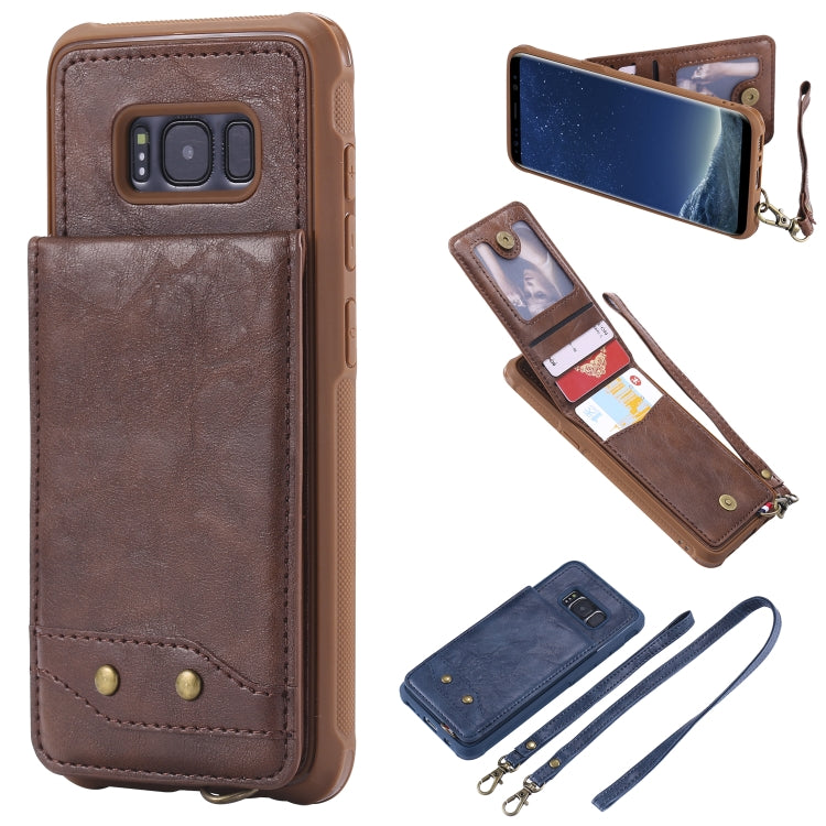 For Galaxy S8 Vertical Flip Shockproof Leather Protective Case with Long Rope, Support Card Slots & Bracket & Photo Holder & Wallet Function