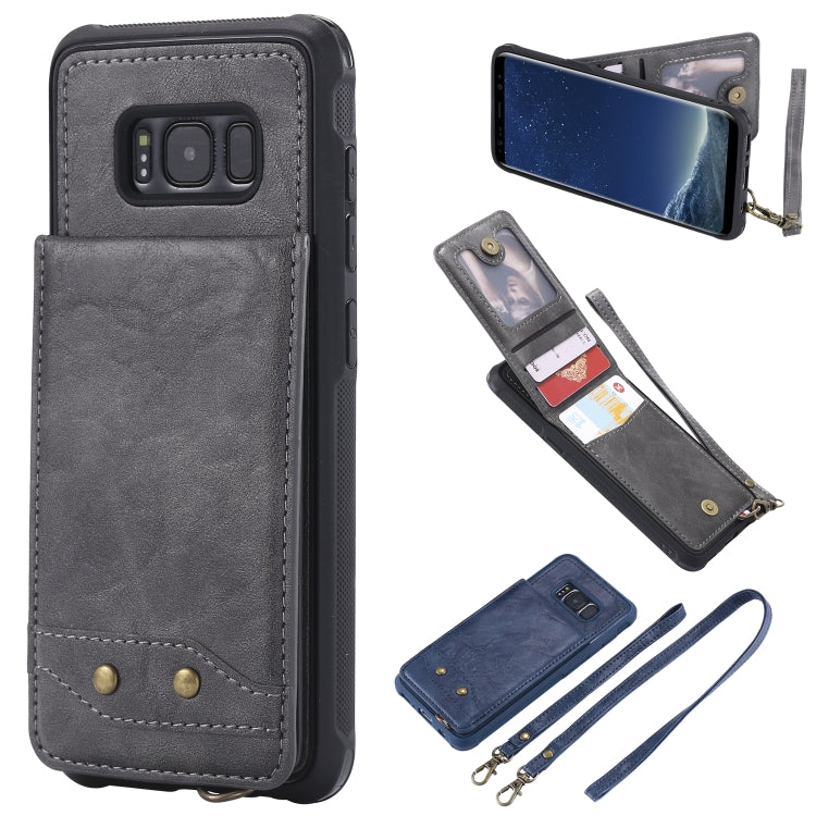 For Galaxy S8 Vertical Flip Shockproof Leather Protective Case with Long Rope, Support Card Slots & Bracket & Photo Holder & Wallet Function