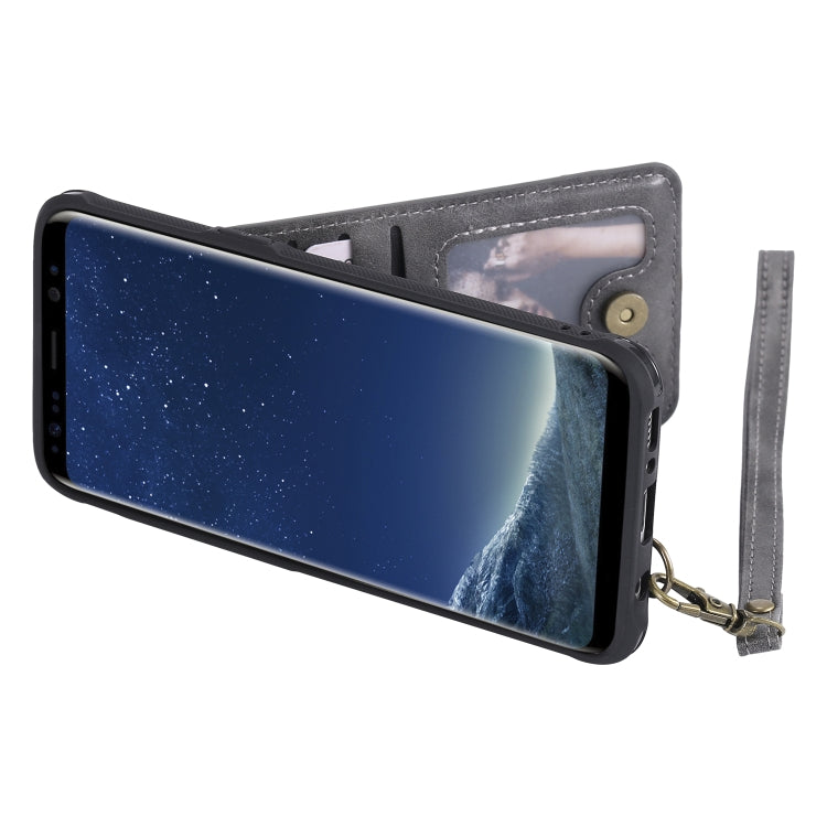 For Galaxy S8 Vertical Flip Shockproof Leather Protective Case with Long Rope, Support Card Slots & Bracket & Photo Holder & Wallet Function