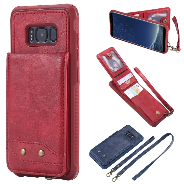 For Galaxy S8 Vertical Flip Shockproof Leather Protective Case with Long Rope, Support Card Slots & Bracket & Photo Holder & Wallet Function