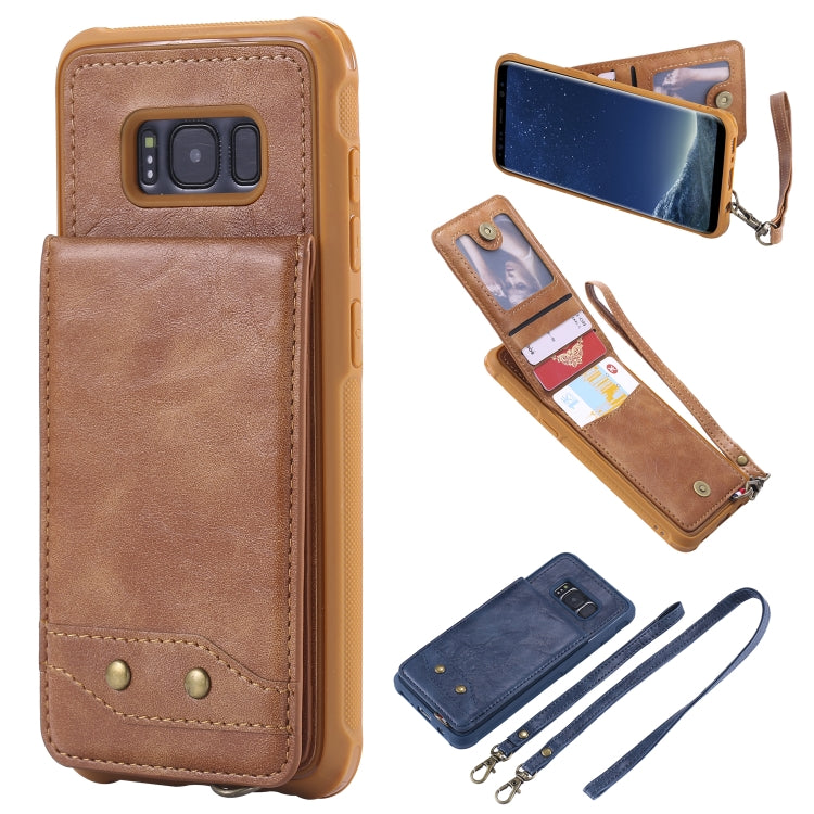 For Galaxy S8 Vertical Flip Shockproof Leather Protective Case with Long Rope, Support Card Slots & Bracket & Photo Holder & Wallet Function