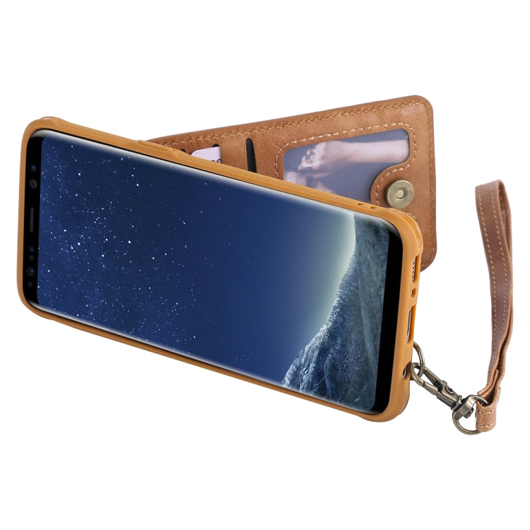 For Galaxy S8 Vertical Flip Shockproof Leather Protective Case with Long Rope, Support Card Slots & Bracket & Photo Holder & Wallet Function
