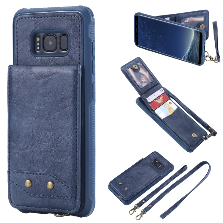 For Galaxy S8 Vertical Flip Shockproof Leather Protective Case with Long Rope, Support Card Slots & Bracket & Photo Holder & Wallet Function