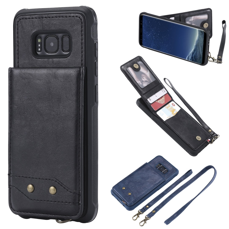 For Galaxy S8 Vertical Flip Shockproof Leather Protective Case with Long Rope, Support Card Slots & Bracket & Photo Holder & Wallet Function