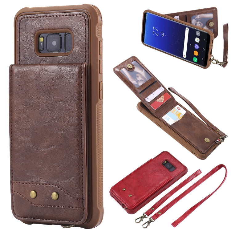 For Galaxy S8+ Vertical Flip Shockproof Leather Protective Case with Long Rope, Support Card Slots & Bracket & Photo Holder & Wallet Function