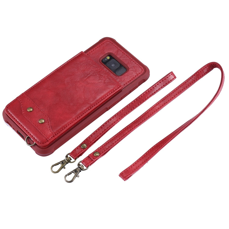 For Galaxy S8+ Vertical Flip Shockproof Leather Protective Case with Long Rope, Support Card Slots & Bracket & Photo Holder & Wallet Function