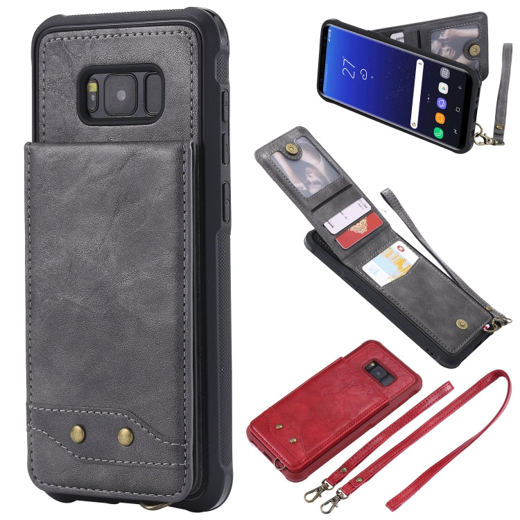 For Galaxy S8+ Vertical Flip Shockproof Leather Protective Case with Long Rope, Support Card Slots & Bracket & Photo Holder & Wallet Function