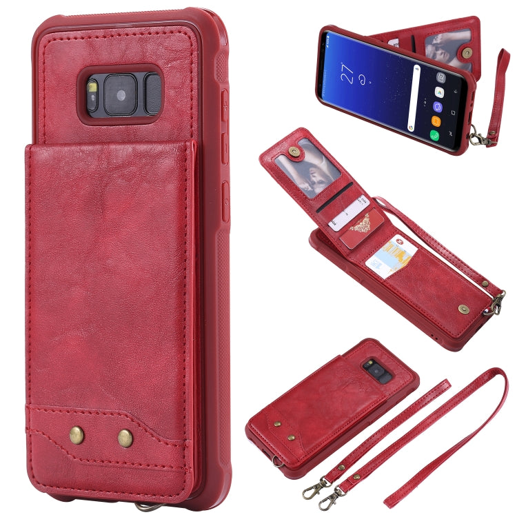 For Galaxy S8+ Vertical Flip Shockproof Leather Protective Case with Long Rope, Support Card Slots & Bracket & Photo Holder & Wallet Function
