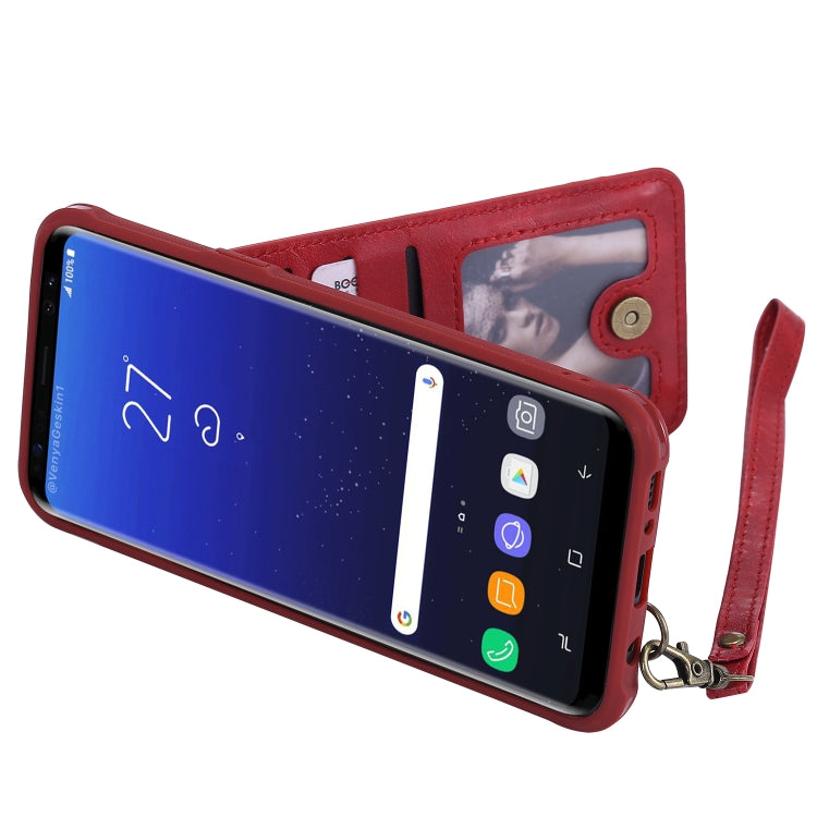 For Galaxy S8+ Vertical Flip Shockproof Leather Protective Case with Long Rope, Support Card Slots & Bracket & Photo Holder & Wallet Function