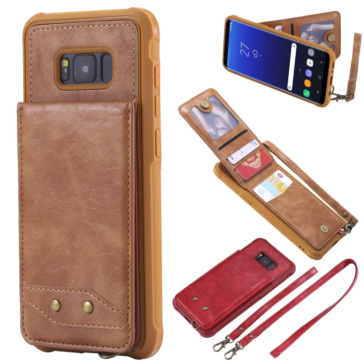 For Galaxy S8+ Vertical Flip Shockproof Leather Protective Case with Long Rope, Support Card Slots & Bracket & Photo Holder & Wallet Function