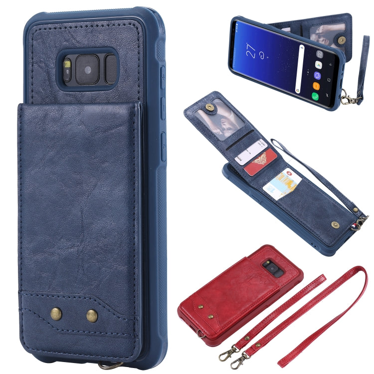 For Galaxy S8+ Vertical Flip Shockproof Leather Protective Case with Long Rope, Support Card Slots & Bracket & Photo Holder & Wallet Function