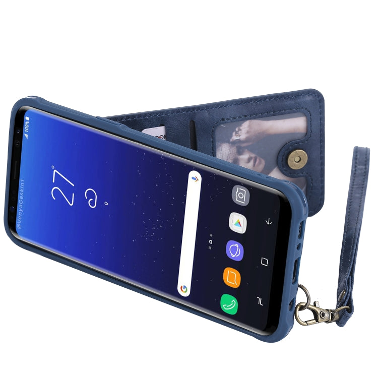 For Galaxy S8+ Vertical Flip Shockproof Leather Protective Case with Long Rope, Support Card Slots & Bracket & Photo Holder & Wallet Function