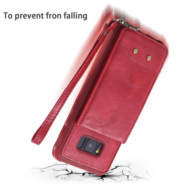 For Galaxy S8+ Vertical Flip Shockproof Leather Protective Case with Long Rope, Support Card Slots & Bracket & Photo Holder & Wallet Function