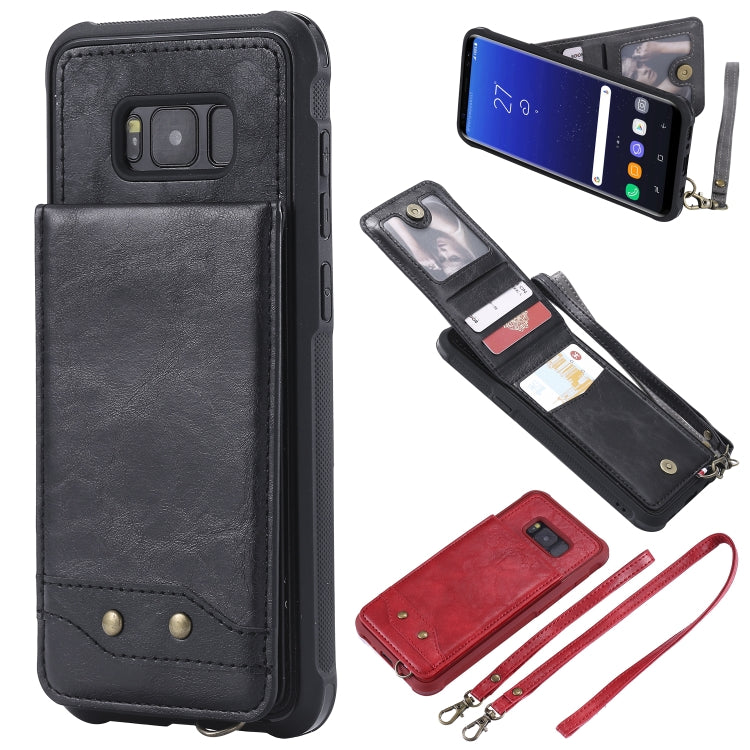 For Galaxy S8+ Vertical Flip Shockproof Leather Protective Case with Long Rope, Support Card Slots & Bracket & Photo Holder & Wallet Function