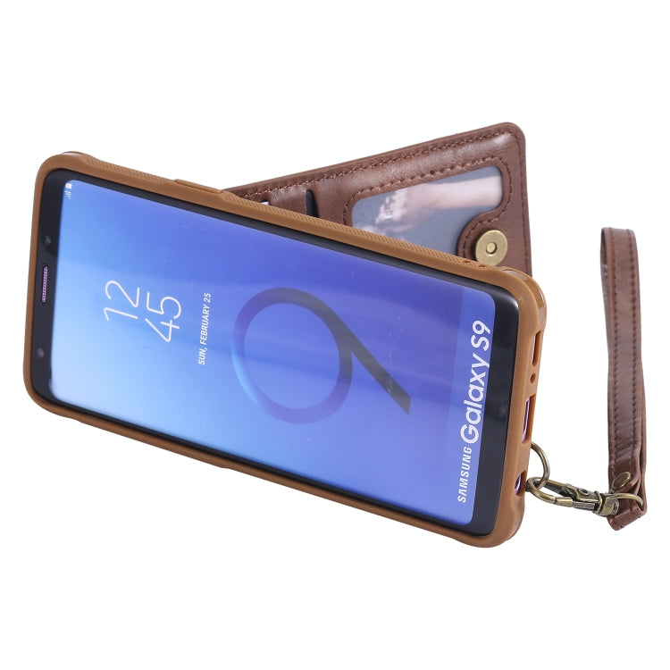 For Galaxy S9 Vertical Flip Shockproof Leather Protective Case with Long Rope, Support Card Slots & Bracket & Photo Holder & Wallet Function