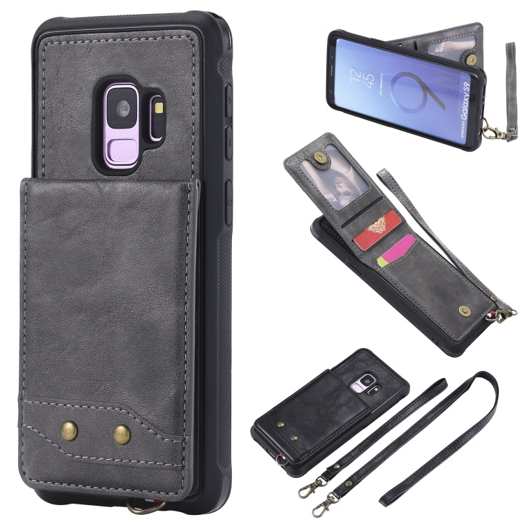 For Galaxy S9 Vertical Flip Shockproof Leather Protective Case with Long Rope, Support Card Slots & Bracket & Photo Holder & Wallet Function