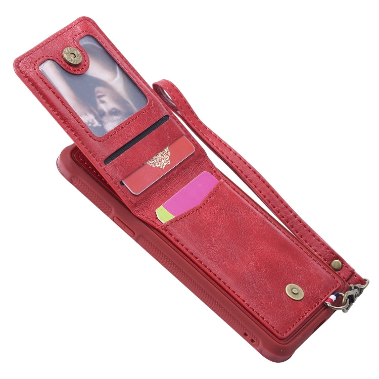 For Galaxy S9 Vertical Flip Shockproof Leather Protective Case with Long Rope, Support Card Slots & Bracket & Photo Holder & Wallet Function