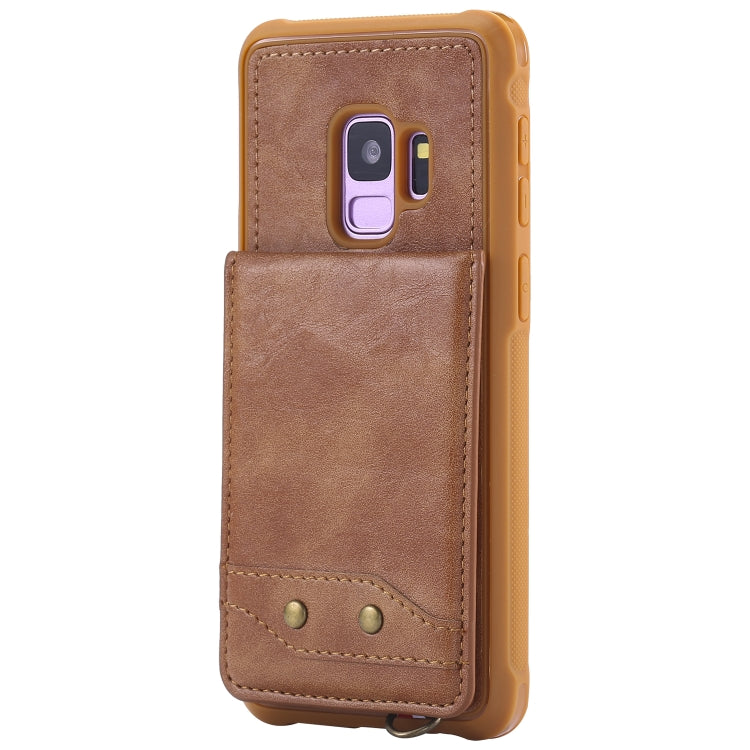 For Galaxy S9 Vertical Flip Shockproof Leather Protective Case with Long Rope, Support Card Slots & Bracket & Photo Holder & Wallet Function