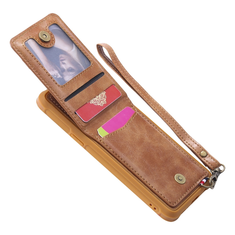 For Galaxy S9 Vertical Flip Shockproof Leather Protective Case with Long Rope, Support Card Slots & Bracket & Photo Holder & Wallet Function