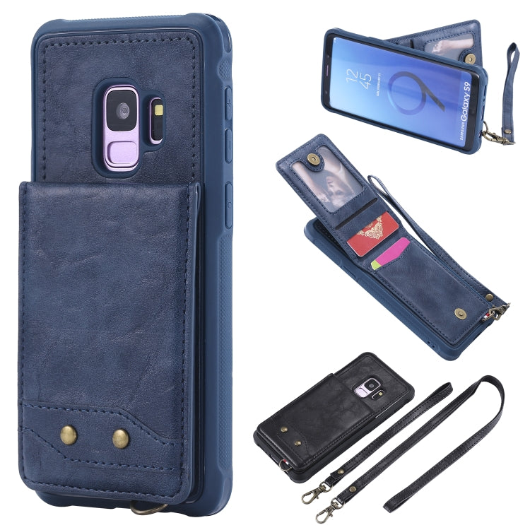 For Galaxy S9 Vertical Flip Shockproof Leather Protective Case with Long Rope, Support Card Slots & Bracket & Photo Holder & Wallet Function
