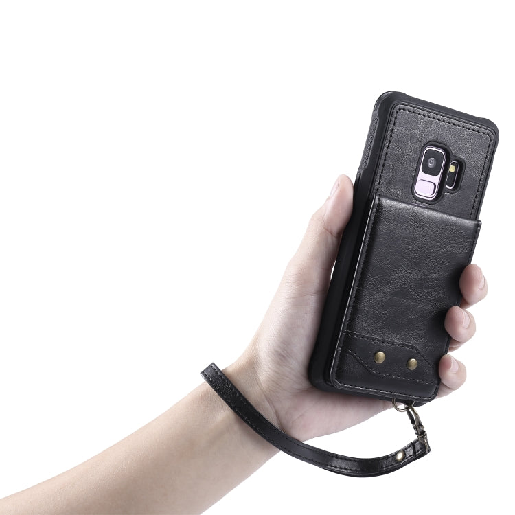 For Galaxy S9 Vertical Flip Shockproof Leather Protective Case with Long Rope, Support Card Slots & Bracket & Photo Holder & Wallet Function