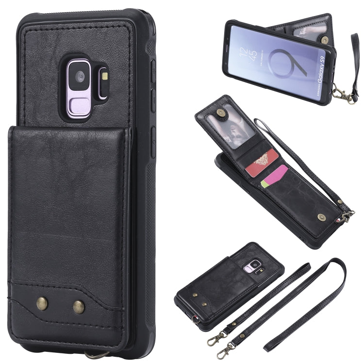 For Galaxy S9 Vertical Flip Shockproof Leather Protective Case with Long Rope, Support Card Slots & Bracket & Photo Holder & Wallet Function
