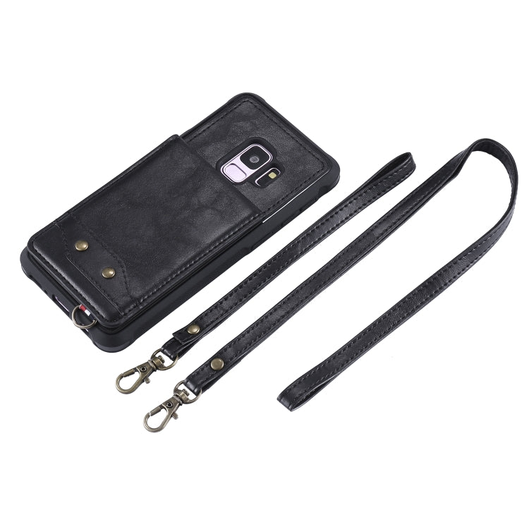 For Galaxy S9 Vertical Flip Shockproof Leather Protective Case with Long Rope, Support Card Slots & Bracket & Photo Holder & Wallet Function