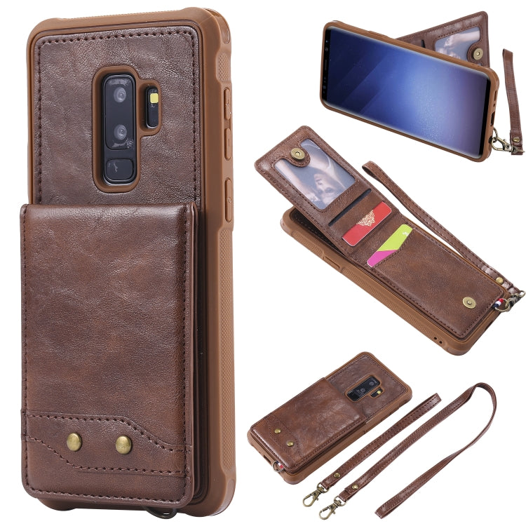 For Galaxy S9+ Vertical Flip Shockproof Leather Protective Case with Long Rope, Support Card Slots & Bracket & Photo Holder & Wallet Function