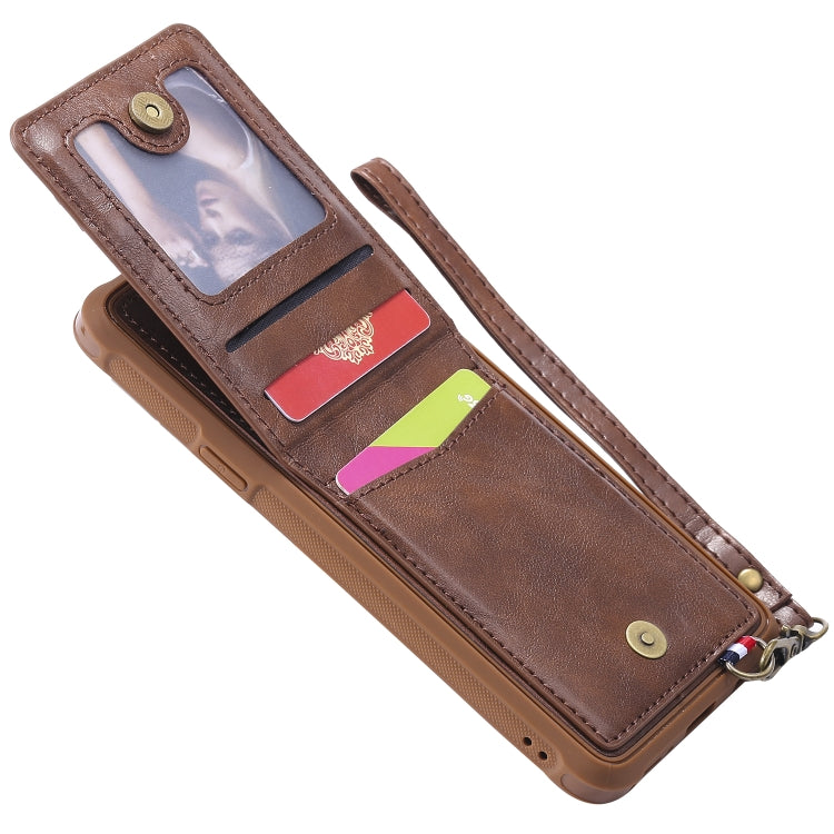 For Galaxy S9+ Vertical Flip Shockproof Leather Protective Case with Long Rope, Support Card Slots & Bracket & Photo Holder & Wallet Function