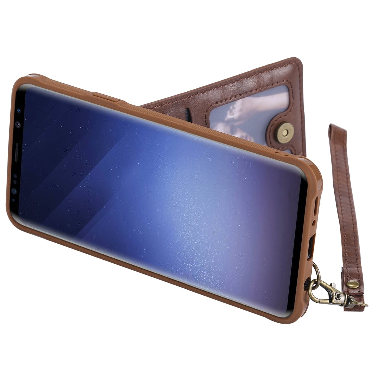 For Galaxy S9+ Vertical Flip Shockproof Leather Protective Case with Long Rope, Support Card Slots & Bracket & Photo Holder & Wallet Function