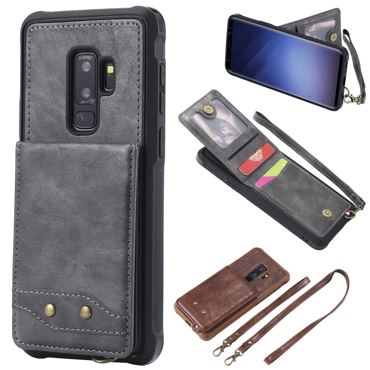 For Galaxy S9+ Vertical Flip Shockproof Leather Protective Case with Long Rope, Support Card Slots & Bracket & Photo Holder & Wallet Function