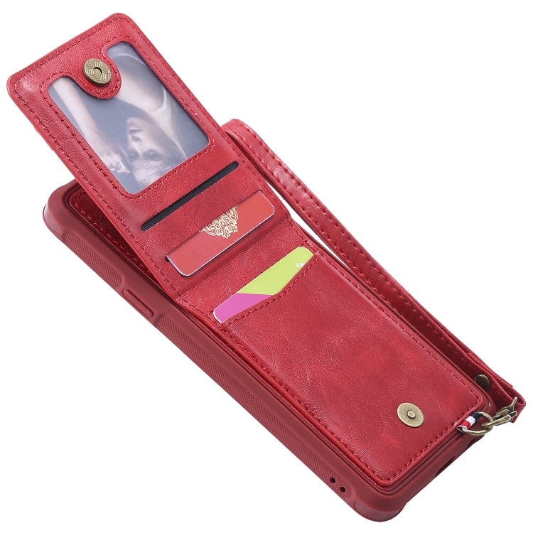 For Galaxy S9+ Vertical Flip Shockproof Leather Protective Case with Long Rope, Support Card Slots & Bracket & Photo Holder & Wallet Function
