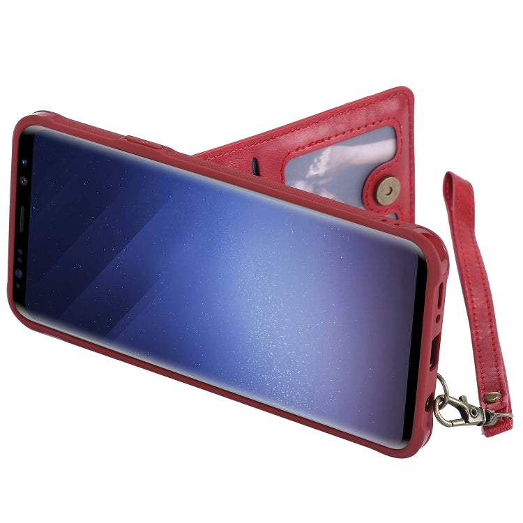 For Galaxy S9+ Vertical Flip Shockproof Leather Protective Case with Long Rope, Support Card Slots & Bracket & Photo Holder & Wallet Function