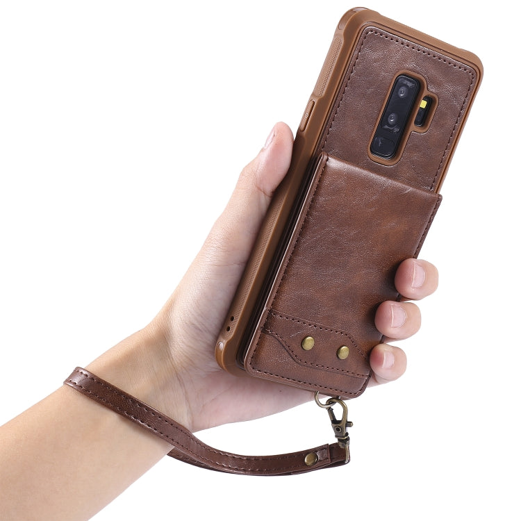 For Galaxy S9+ Vertical Flip Shockproof Leather Protective Case with Long Rope, Support Card Slots & Bracket & Photo Holder & Wallet Function