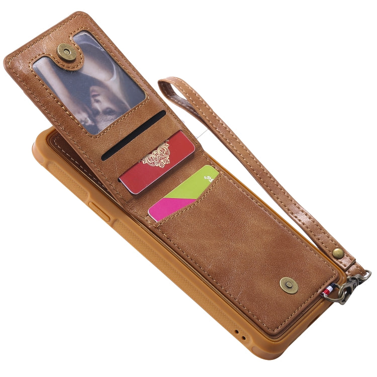 For Galaxy S9+ Vertical Flip Shockproof Leather Protective Case with Long Rope, Support Card Slots & Bracket & Photo Holder & Wallet Function