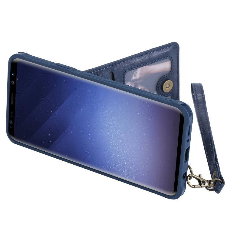 For Galaxy S9+ Vertical Flip Shockproof Leather Protective Case with Long Rope, Support Card Slots & Bracket & Photo Holder & Wallet Function